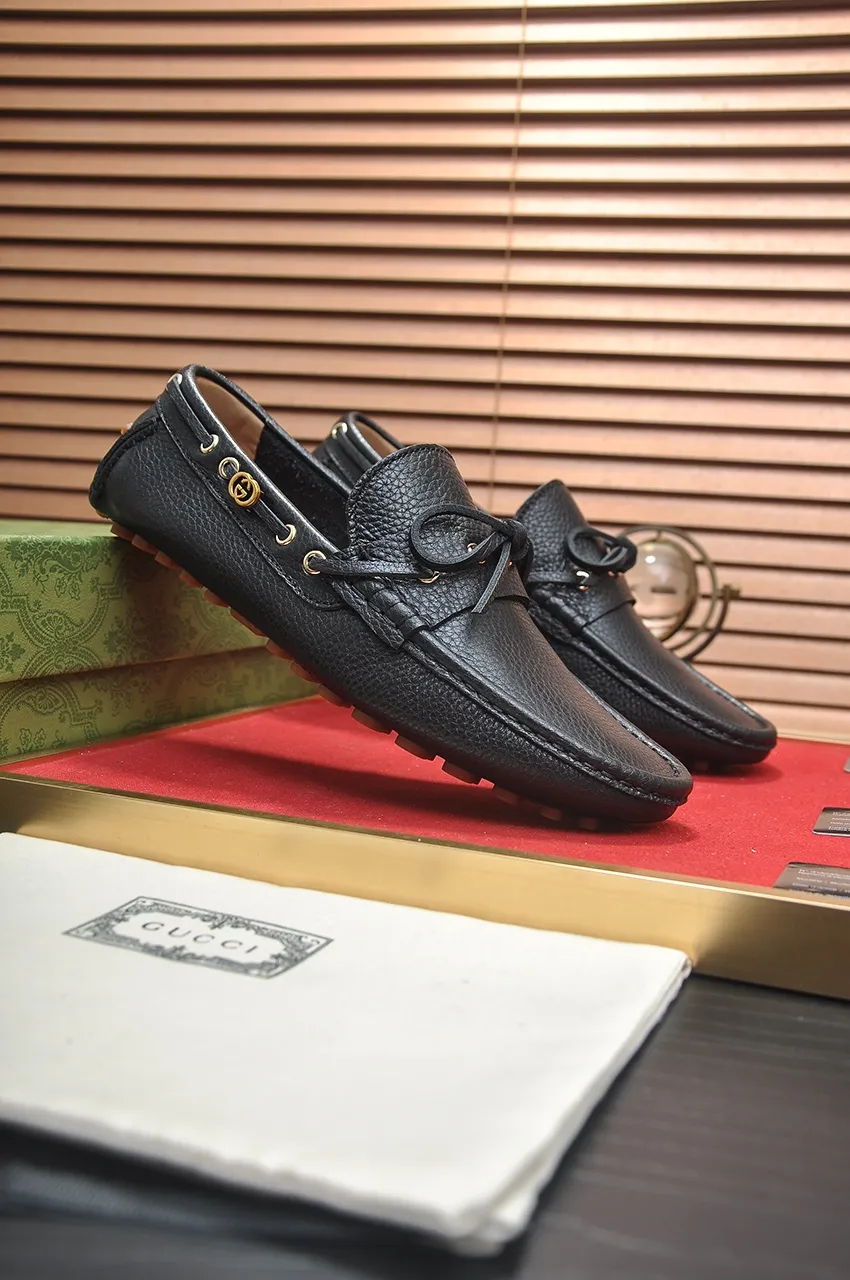 Men's Men's Shoes💰420💶【GUCCI】 (High-end Niuli) New 🍀Gucci*——Gucci Doudou Shoes! Made of imported original cowhide, the inner top layer is comfortable cowhide lining! Original wear-resistant rubber outsole! High quality products! Code number 38-44!